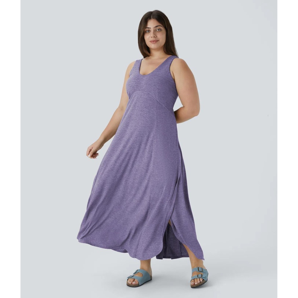 Halara Purple U Neck Flowy Maxi Casual Plus Size Tank Dress 3X 24W-26W